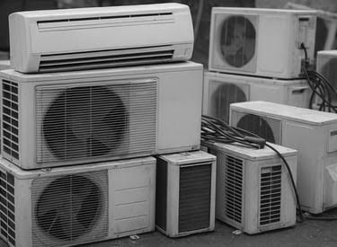 Real collection of used air conditioners